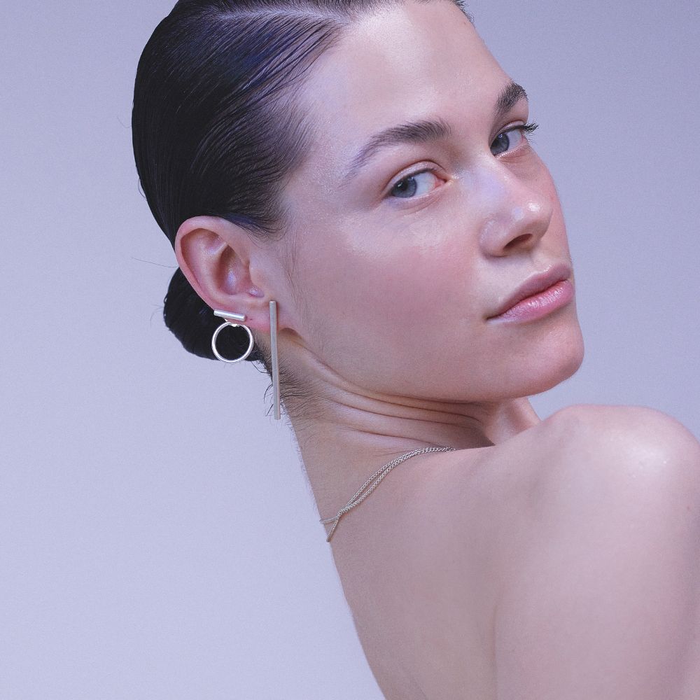 Aretes Nova Silver Plata Cirucular Arete Astrea Maxi Plata Joya Mujer Moda Moderno Moderna Estilo